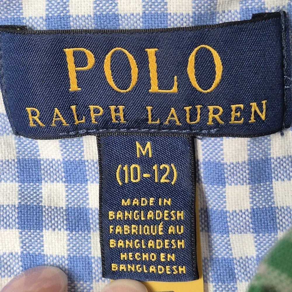 Polo Ralph Lauren Boys M 10-12 Colorblock Gingham Button Shirt Pony‎ Preppy